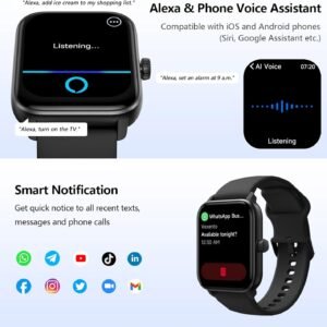 Smart Watch Answer/Make Calls, 1.85" Aluminum Case Alexa Built-in Fitness Tracke...