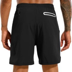 TENJOY Men's 2 in 1 Running Shorts 5 in or 7 in Quick Dry Gym Athletic Workout S...