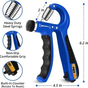 Hand Grip Strengthener Trainer with Adjustable Resistance 10-130lbs (4.5-59kg), ...