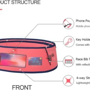 Running Pouch Belt Waist Pack Fanny Bag with 250ml Soft Water Bottle, Bounce Fre...