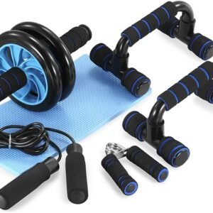 TOMSHOO AB Wheel Roller Kit with Push-Up Bar, Knee Mat, Jump Rope and Hand Gripp...