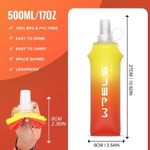 Collapsible TPU Soft Flask,Reusable Handheld Soft Water Bottle for Hydration Pac...