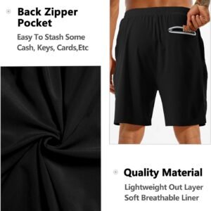 TENJOY Men's 2 in 1 Running Shorts 5 in or 7 in Quick Dry Gym Athletic Workout S...