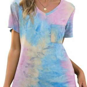 RUBZOOF Women's Short Sleeve Pajama Sets with Pockets Casual V Neck 2 Piece Loun...