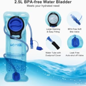 HOMIEE 20L Hydration Backpack 2.5L BPA Free Water Bladder Lightweight Hiking Day...