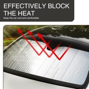 1 PC Car Front Windshield Sunshade, 51.18" x 23.62" Thickened Foldable for Easy ...