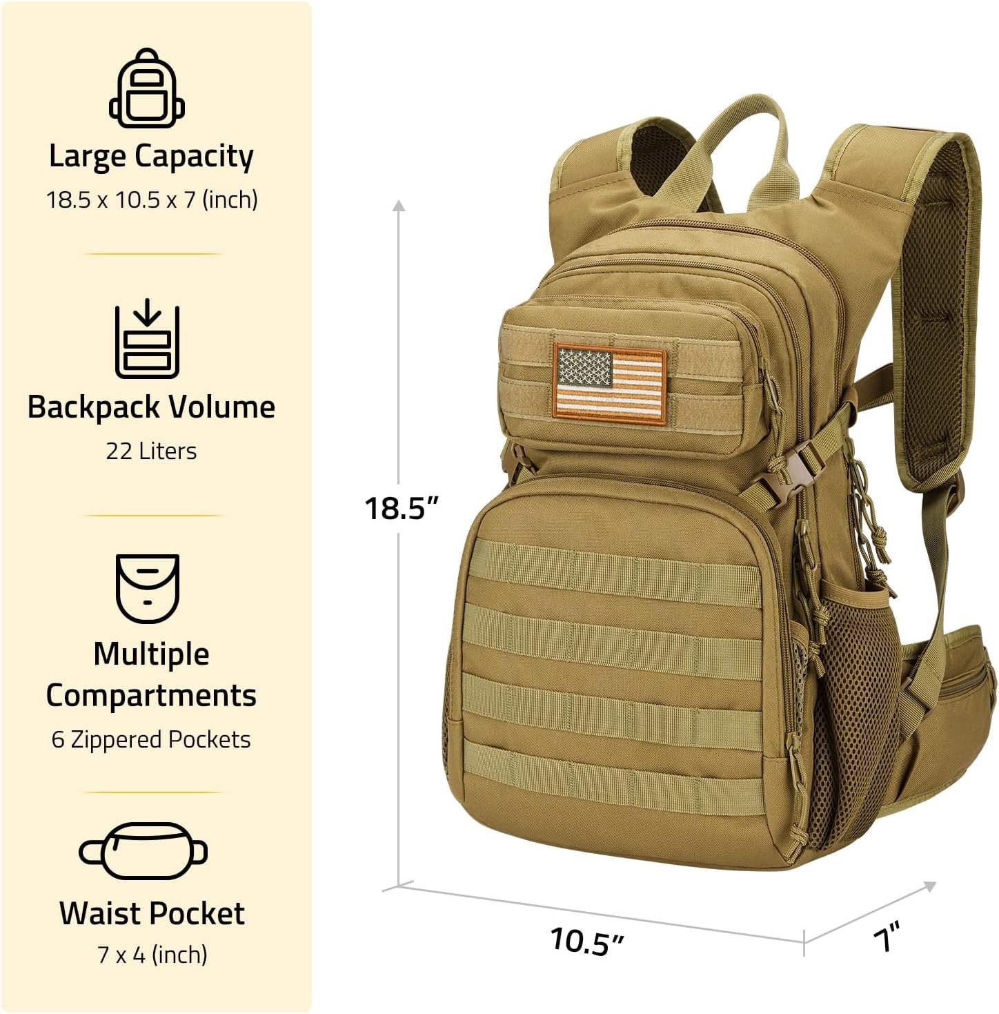 CVLIFE Tactical Hydration Backpack 3L, Lightweight Water Bag Hydration Pack, Hik...