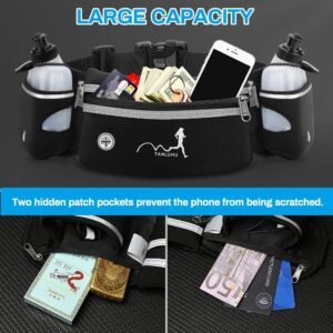 Hydration Running Belt with Water Bottles(2 x 300ML), Luckit Upgraded Nylon Webb...