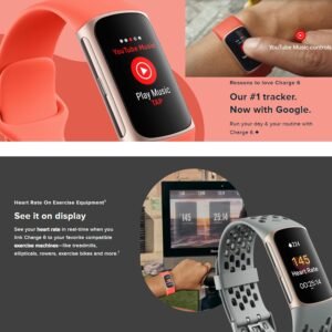 Fitbit Charge 6 Fitness Tracker Watch (Coral) Bundle with 2 Watch Bands, 3.3foot...