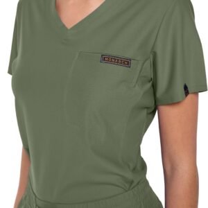 Monarch Uniforms Womens Scrub Top Max Stretch Tuck-in One Pocket Scrub Top for W...