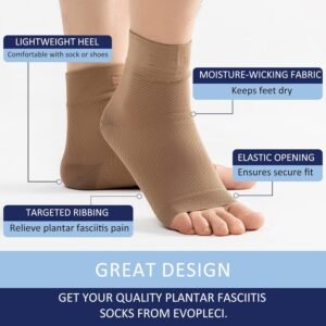 Ankle Compression Sleeve Open Toe Ankle Compression Socks Plantar Fasciitis Sock...