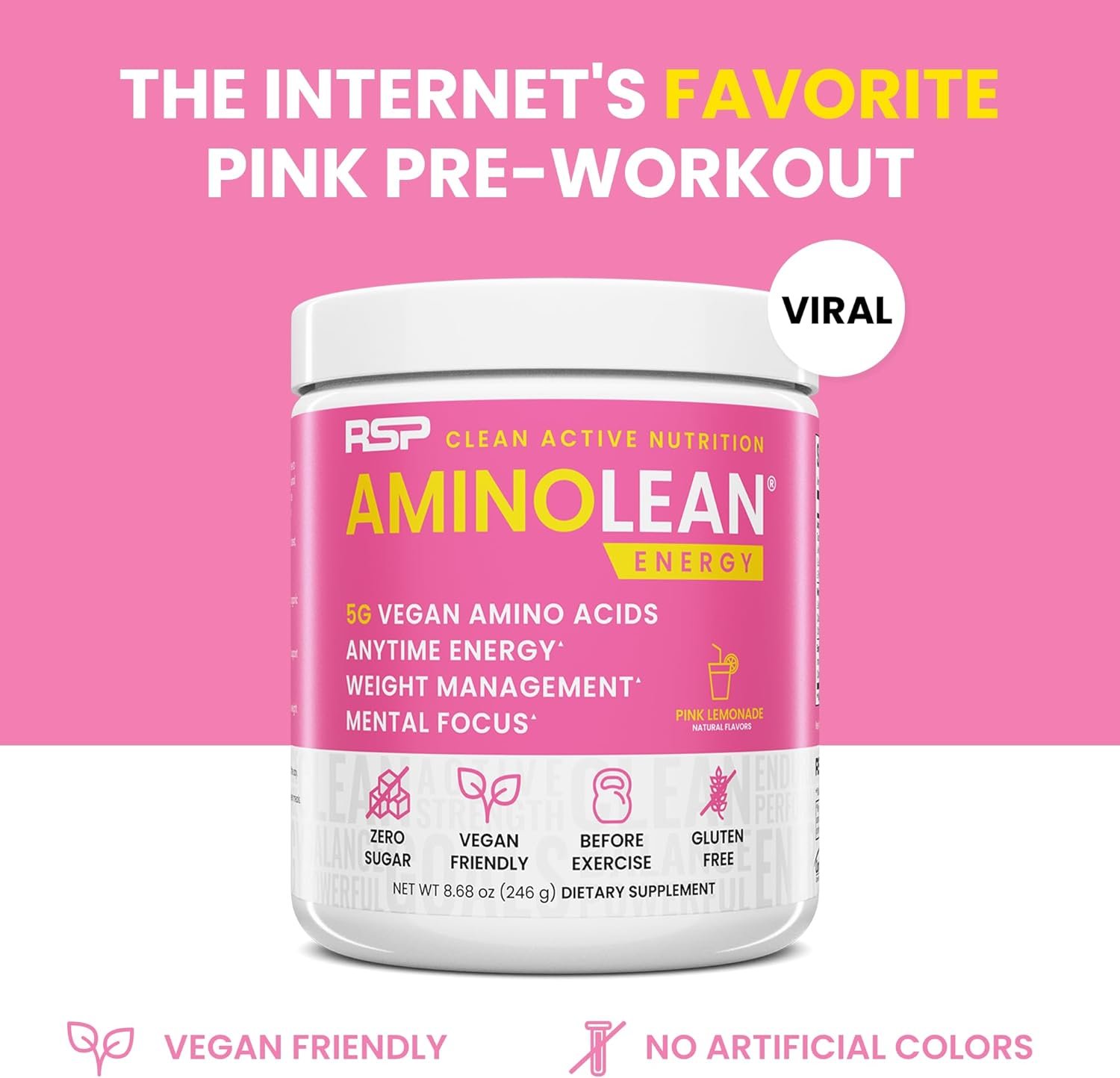 RSP NUTRITION AminoLean Pre Workout Powder, Amino Energy & Weight Management wit...
