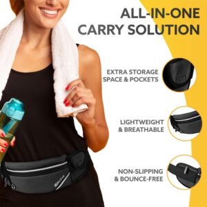 3DActive Running Belt PLUS Waist Pack, Water Resistant Runners Belt, Workout Fan...