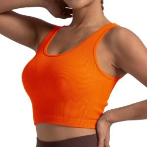 Women's Ribbed Crop Tank Yoga Cropped Top for Workout