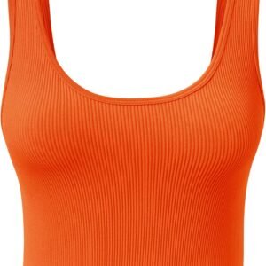 Women's Ribbed Crop Tank Yoga Cropped Top for Workout