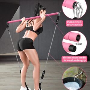 Multifunctional Portable Stackable Pilates Bar Kit with Resistance Bands, Door A...