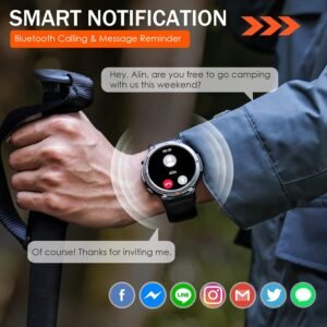 Military Smart Watch for Men with LED Flashlight 1.45” Rugged 3ATM Waterproof Sm...