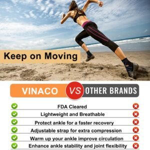 Vinaco 1 Pair Adjustable Compression Ankle Brace for Sprained Ankle, Strong Supp...