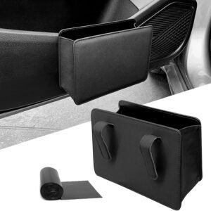 Car Trash Can Bag with Garbage Bags - Hanging Leather Garbage Storage Bin, Mini ...