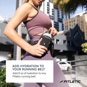 Fitletic 8-ounce Sport Water Bottle with Holster Attachable to Belts. No-Bite Ca...