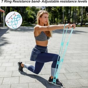 7 Ring Stretch Resistance Exercise Band, Miracle Miles Band, Yoga Stretching, Ar...