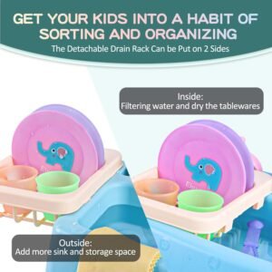 Color Changing Play Sink with Running Water for Toddlers 1-3, Pretend Kitchen To...