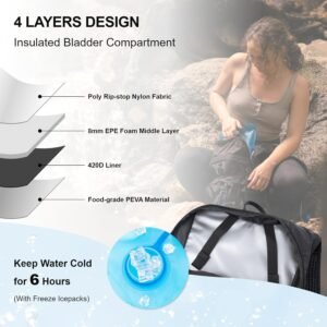 Everfun Hydration Backpack 18L with Water Bladder 2L/3L Hiking Water Backpack Wo...