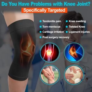 Knee Compression Sleeves, 1 Pair, Can Be Worn Under Pants, 20-30mmHg Strong Supp...