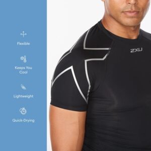 2XU Men's Core Compression T-Shirt - Enhance Performance and Recovery - Black/Si...