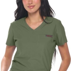 Monarch Uniforms Womens Scrub Top Max Stretch Tuck-in One Pocket Scrub Top for W...