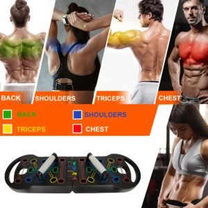 HOTWAVE Push Up Board Fitness, Portable Foldable 20 in 1 Push Up Bar at Home Gym...