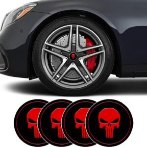 4 PCS Skull Car Wheel Center Caps, 2.2" Center Caps for Rims, Automotive Exterio...