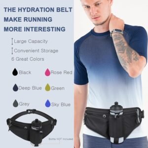 Running Waist Pack,Adjustable Hydration Running Belt Bag with Foldable Water Bot...