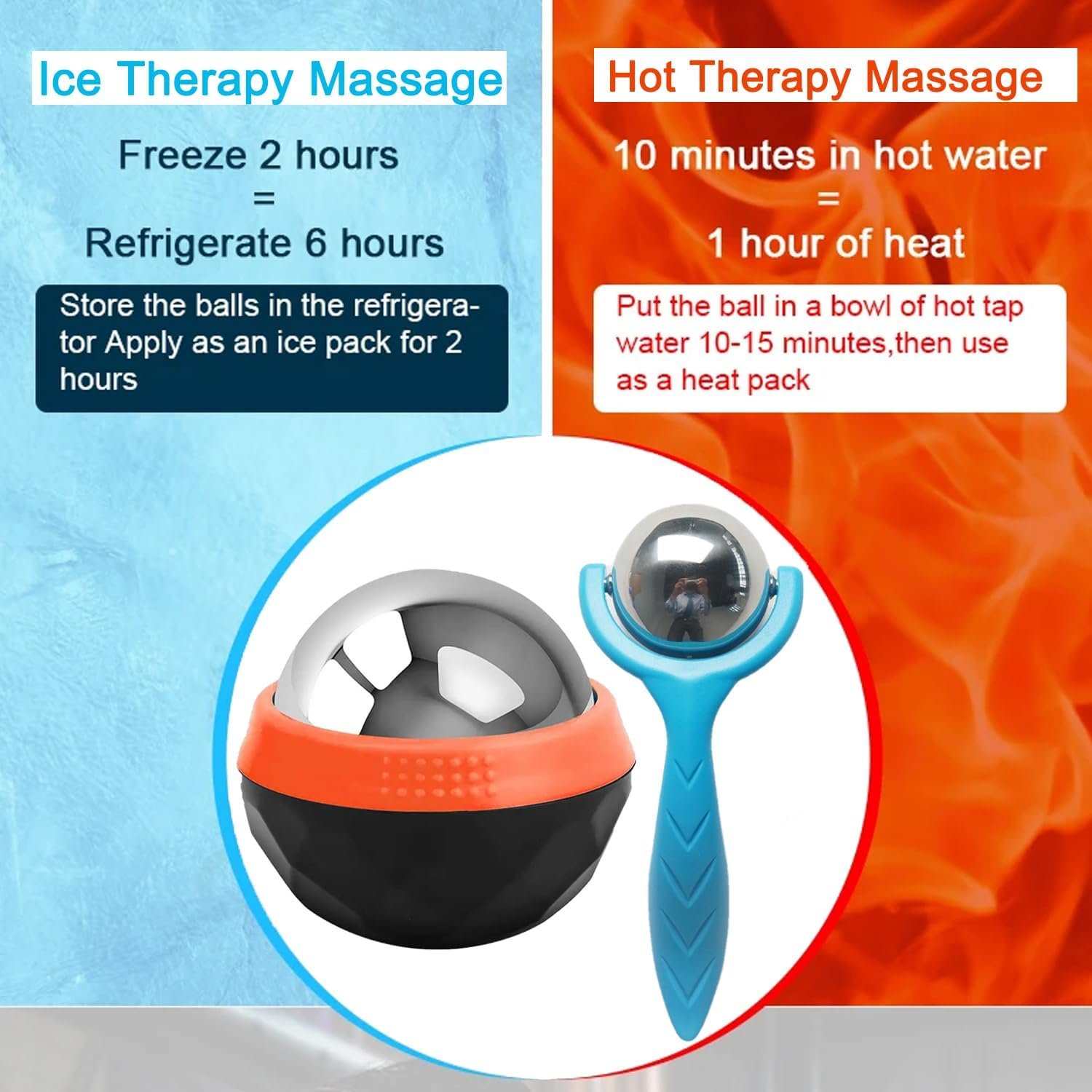 Cryo Ball Cold Massage Roller Ball with Handle for Foot, Knee, Neck - Cryosphere...