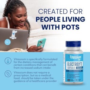 Vitassium Electrolyte Capsules, Electrolytes for Dietary Management of POTS Synd...