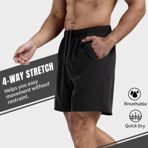 3 Pack Men's Athletic Running Shorts 5 Inch Gym Workout Shorts Quick Dry Active ...