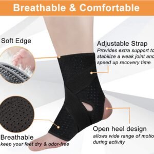 Vinaco 1 Pair Adjustable Compression Ankle Brace for Sprained Ankle, Strong Supp...