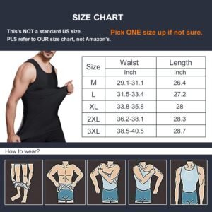 Lgtfy Mens Slimming Body Shaper Vest, Gynecomastia Compression Shirts, Tummy Con...