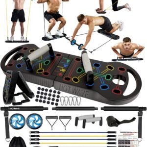 HOTWAVE Push Up Board Fitness, Portable Foldable 20 in 1 Push Up Bar at Home Gym...