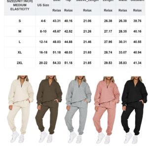 Aleumdr Women 2 Piece Outfits Sweatsuit Oversized Half Zip Pullover Long Sleeve ...