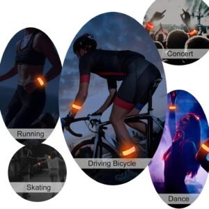 Pack of 6 LED Light Up Band Slap Bracelets Night Safety Wrist Band for Cycling W...