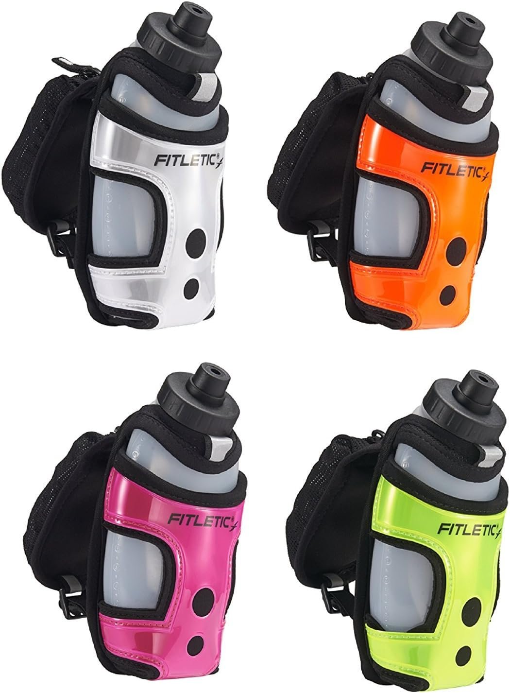 Fitletic HydraPocket Handheld Water Bottle Carrier (Silver And Black)