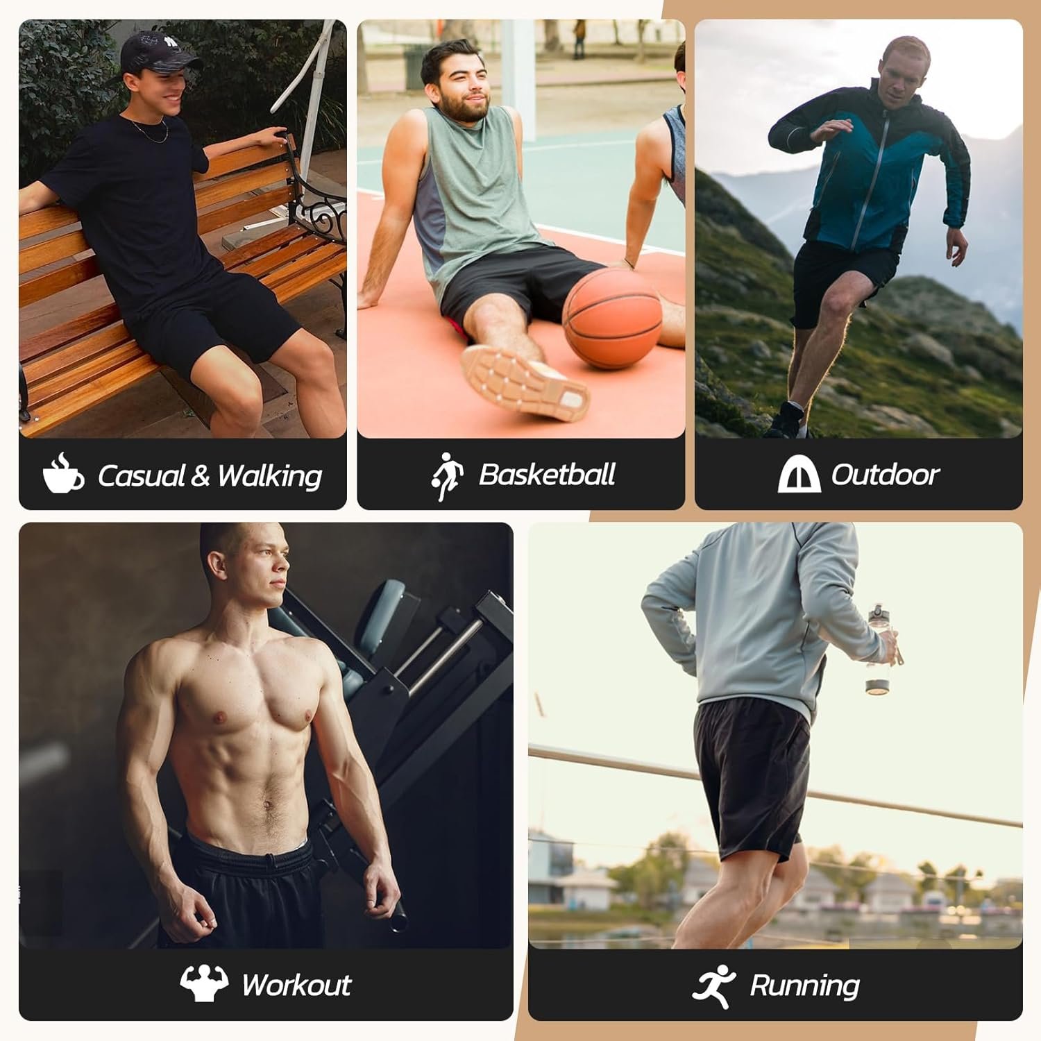 3 Pack Gym Basketball Mens Shorts - Quick Dry Black Workout Athletic Shorts with...