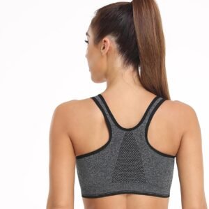 Women's Zip Front Sports Bra Wireless Post-Surgery Bra Active Yoga Sports Bras