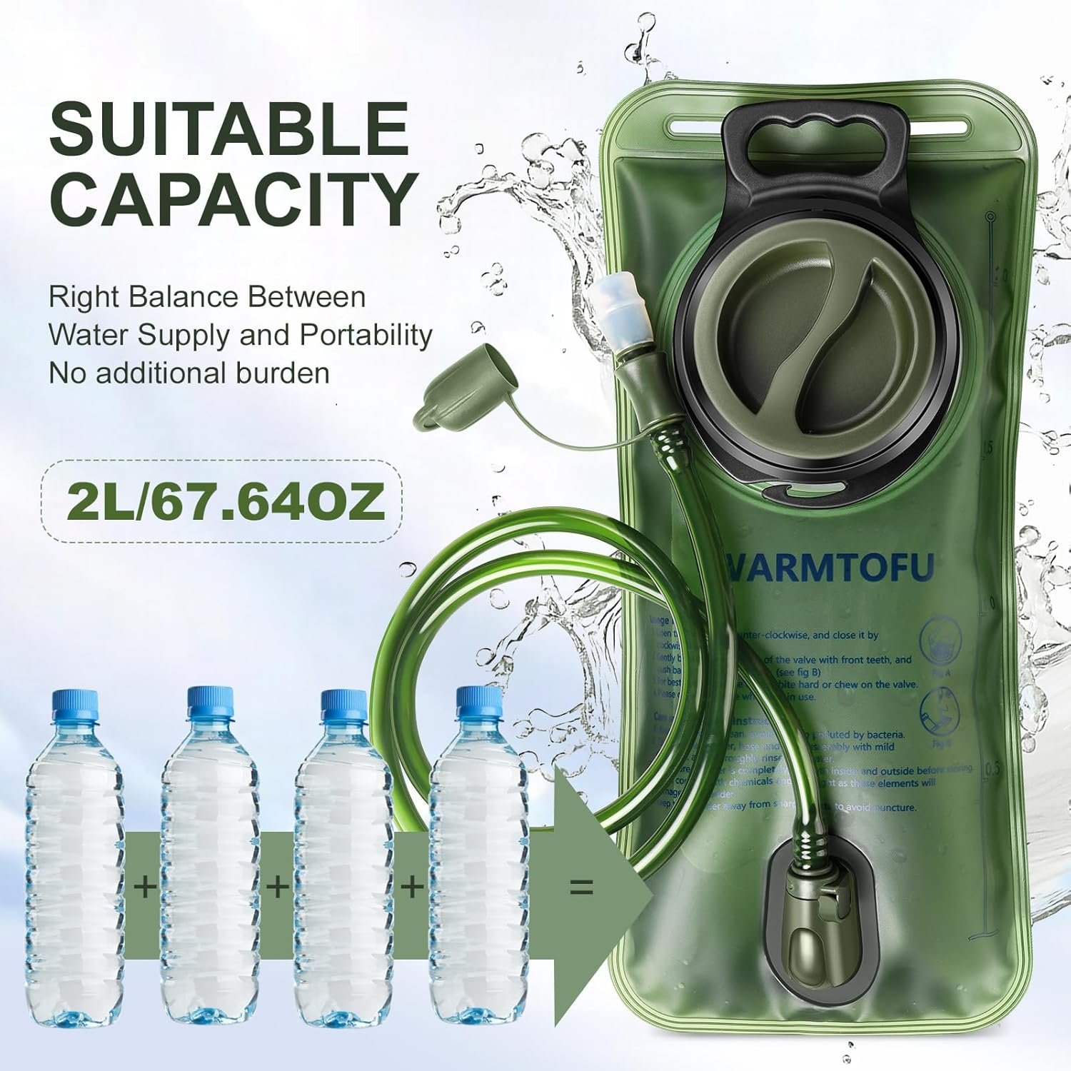 Hydration Bladder, 3rd Generation Water Bladder for Hiking Backpack, Upgrade Lea...