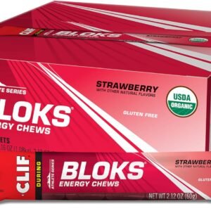 CLIF BLOKS - Strawberry Flavor - Energy Chews - Non-GMO - Plant Based - Fast Fue...