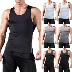 Moisture Wicking Scoop Neck Tank Tops for Men High Elasticity Athletic Running M...