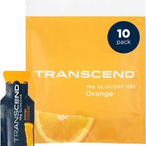 Transcend Foods Orange Gel (1.1 oz, Pack of 10) Fast-Acting Carb Gel Orange Flav...