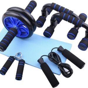 Abdominal Muscle Training Rollers, 5-In-1 Roller Kit with Knee Pads, Push-Up Bar...