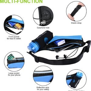 Waist Pack Sports Running Belt Pouch Bag with Water Bottle Holder and 2 Zipped P...